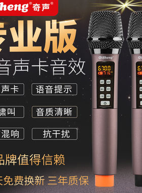 奇声无线声卡话筒家用高保真演出会议KTV卡拉OK专业无线麦克风