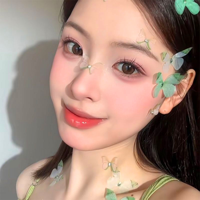 化妆贴脸上饰品薄纱蝴蝶妆容脸面部儿童新娘仿真立体装饰哈尼公主
