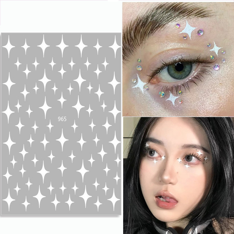 圣诞小雪花亮晶晶眼尾贴脸饰品镭射闪粉亮片幻彩璀璨蓝色白色雪花