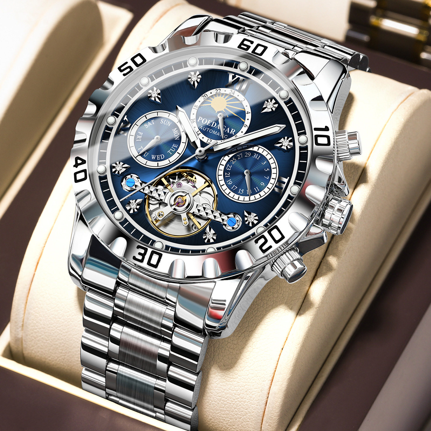 瑞士品牌手表男士防水多功能机械表夜光表Men's mechanical watch
