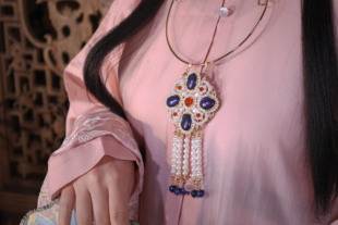 四方多宝长璎珞    云中梦长歌蓝东陵红玛瑙贝珠璎珞汉服配饰原创