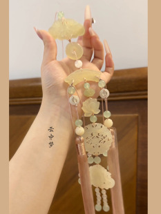 组玉佩  岫玉禁步挂坠浅绿色冰丝流苏原创设计云中梦长歌汉服配饰