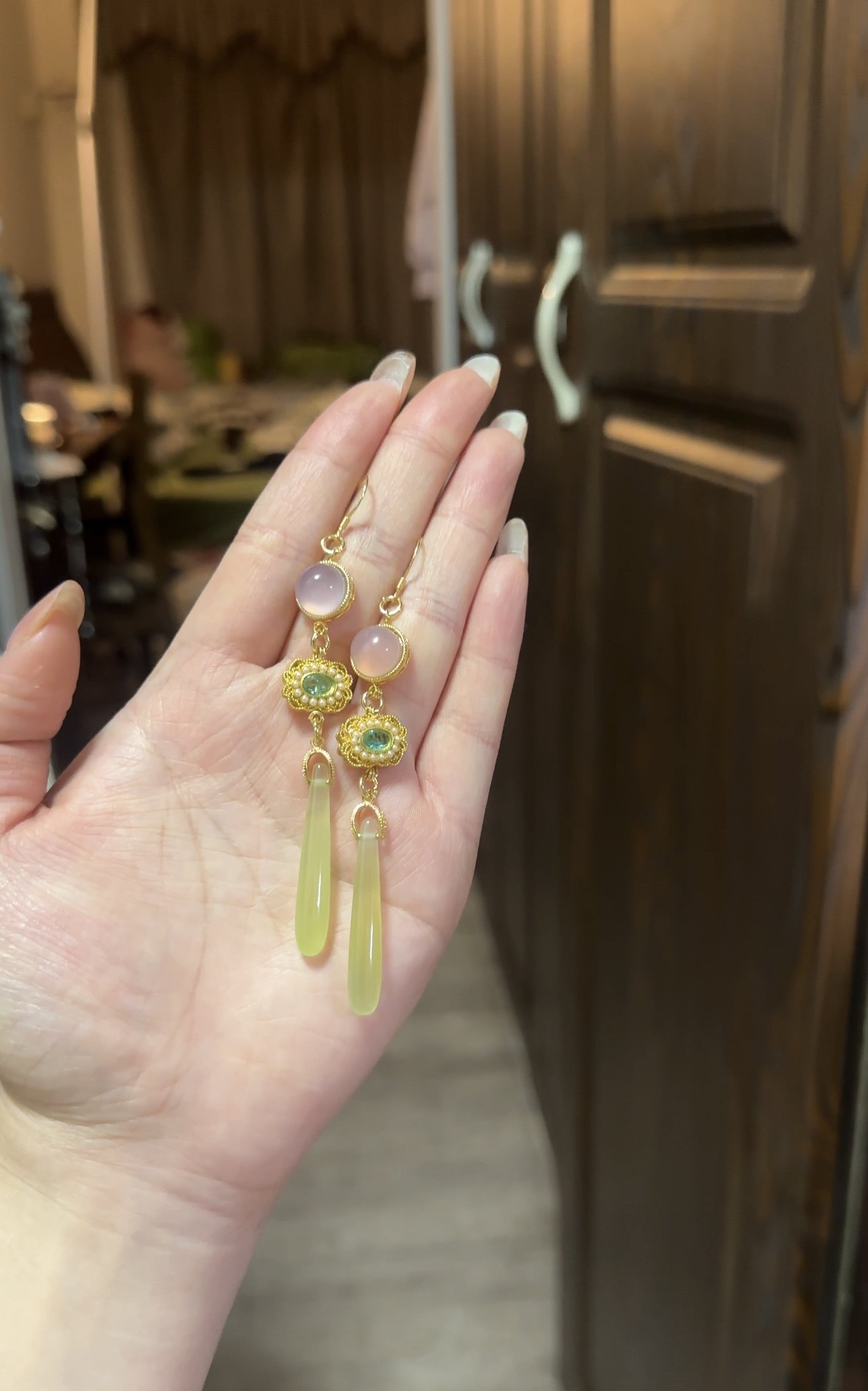 铜镀真金 蝶贝珍珠和田玉  耳饰原创云中梦长歌汉服旗袍国风配饰,饰品/流行首饰/时尚饰品新,发饰,淘宝优惠券,粉丝福利购,淘宝优惠卷