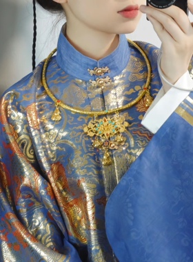 项圈后面有八字扣！小福禄 铜镀真金璎珞 南红仿松石云中梦长歌