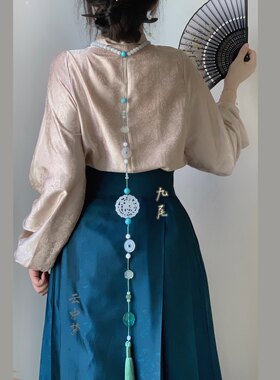 长背云阿富汗玉海蓝宝汉服