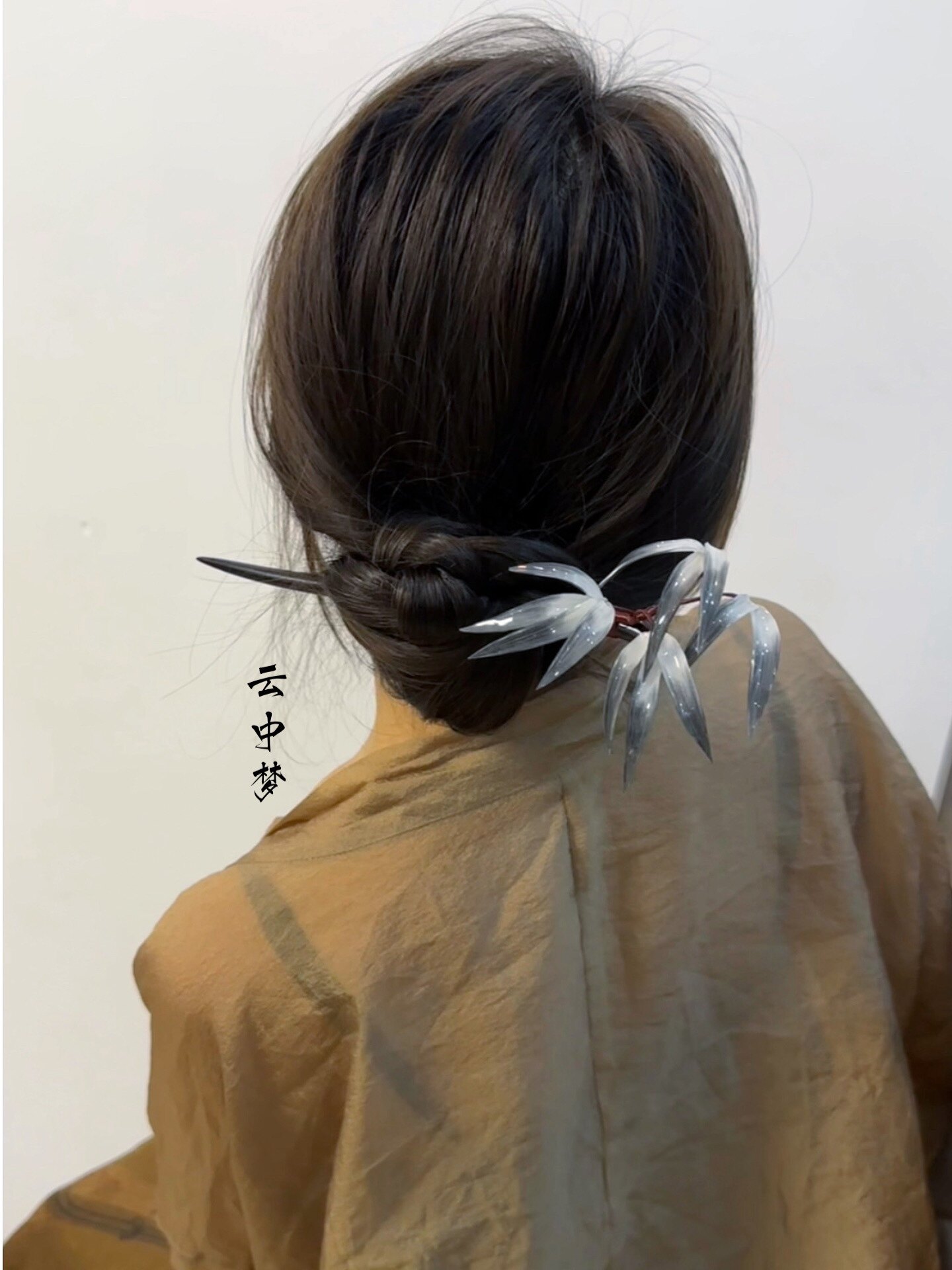 水墨竹影  檀木热缩竹子发簪新中式旗袍汉服原创设计  云中梦长歌
