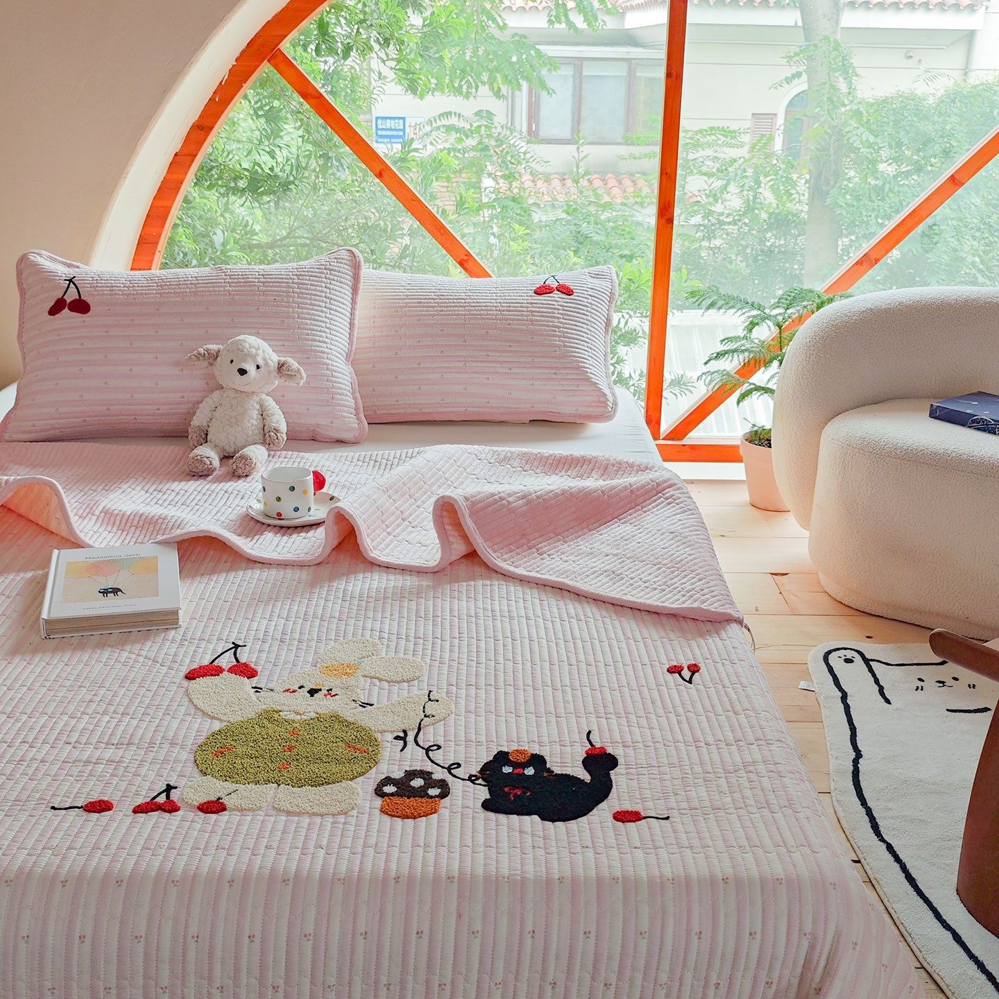 四季可用A版纯棉B版牛奶绒毛巾绣床盖三件套单件床褥垫软床垫床盖,床上用品,床盖,淘宝优惠券,粉丝福利购,淘宝优惠卷