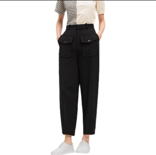 OVV黏胶纤维工装可收腿长裤女 高腰显瘦 国内正品代购
