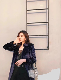 OVV秋冬新款双排扣翻领长款气质风衣外套 国内代购