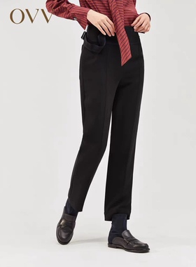 OVV女装黏胶纤维撞色线休闲长裤女GKCAJ39109A 国内正品代购