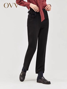 OVV女装黏胶纤维撞色线休闲长裤女GKCAJ39109A 国内正品代购