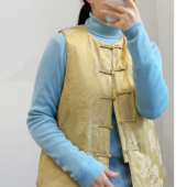 有叙新中式 人丝棉国色提花手工盘扣3M新雪丽60g外穿夹棉保暖马甲