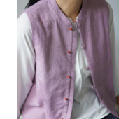 有叙新中式 亚麻棉提花秋冬厚立领坎肩文艺日常叠穿外搭开襟马甲