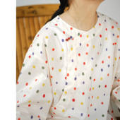 圆领国风中长衫 斜襟右衽夏季 长绒棉波点宽松上衣 新中式 有叙原创