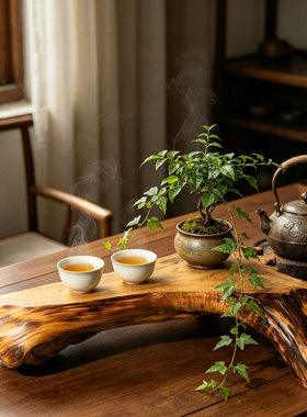 香柏木茶台 原木实木根雕摆台 原木茶具托盘玉石盆景陶瓷摆件底座