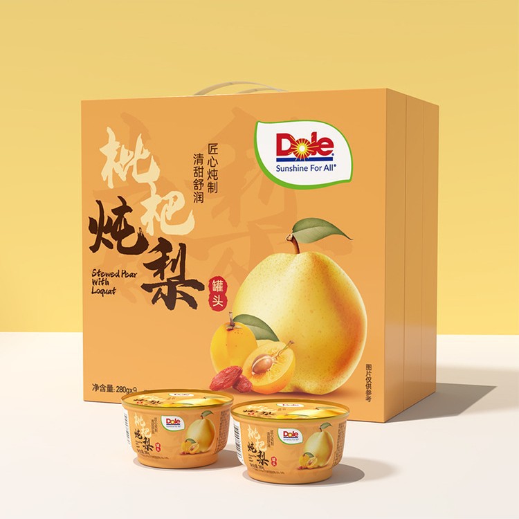Dole都乐枇杷银耳炖梨鲜炖冰糖银耳炖梨罐头方便280g*9罐送礼礼盒