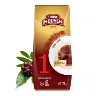 越南进口中原美式黑咖啡手冲滴漏研磨1号5号纯黑咖啡粉250g*2袋