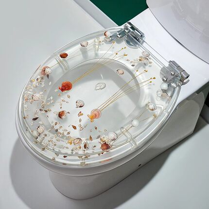 脲醛树脂马桶盖通用阻尼双缓降静音透明厕所板座圈彩老式坐便盖板