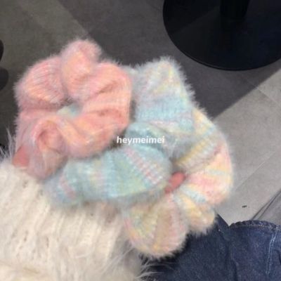 温柔软糯海马毛大肠圈新款针织发圈渐变冰淇淋头绳发绳少女发饰品