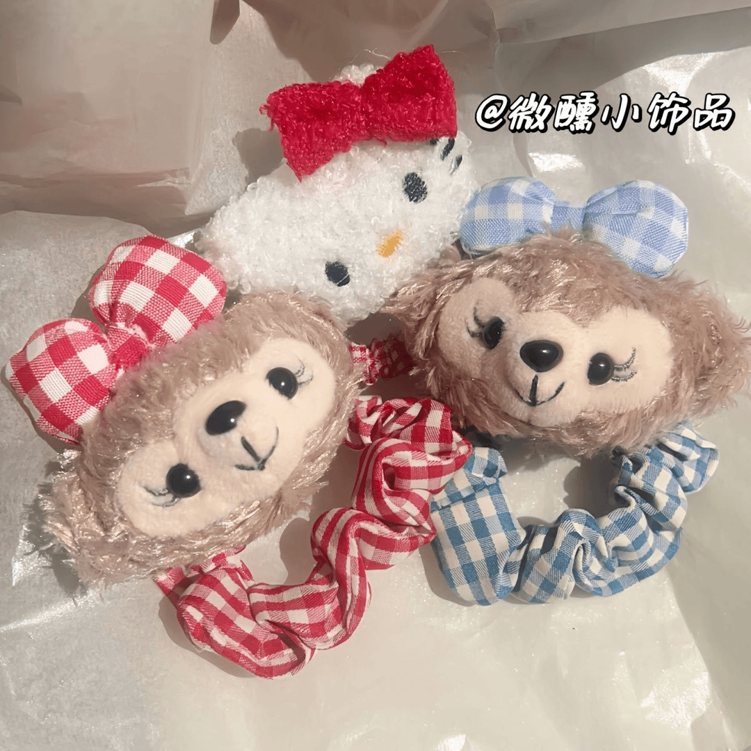 可爱雪莉玫发圈发绳学院风JK风红格子公仔刘海夹鸭嘴夹日系发饰女