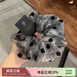 韩国网红博主同款欧根纱波点褶皱肥肠圈巨饱满显发量多发圈发绳女