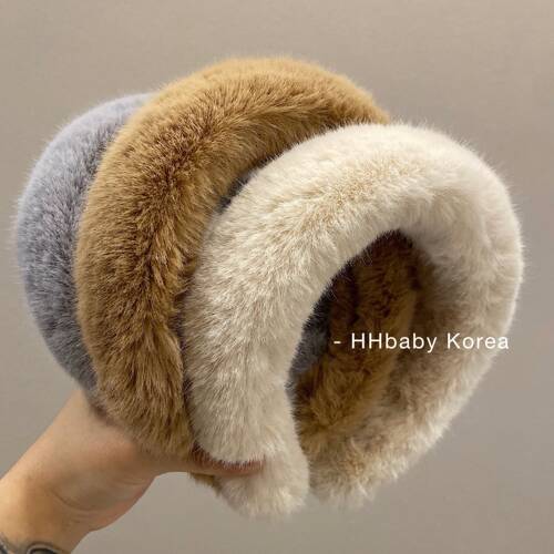 【HHBABY KR】韩国皮草毛毛发箍秋冬网红蓬松颅顶造型头箍