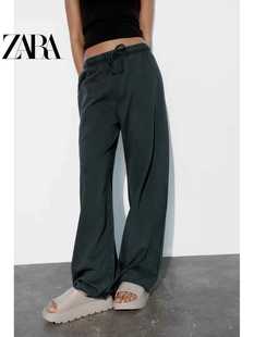 3199331 高腰宽松舒适休闲水洗效果绒布慢跑裤 ZA外贸出口夏季 新品