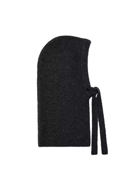 ZA外贸出口冬季新品女装暗灰色系带罗纹针织风帽 3739295 801