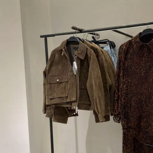 秋日卡其纯皮革飞行员夹克外套