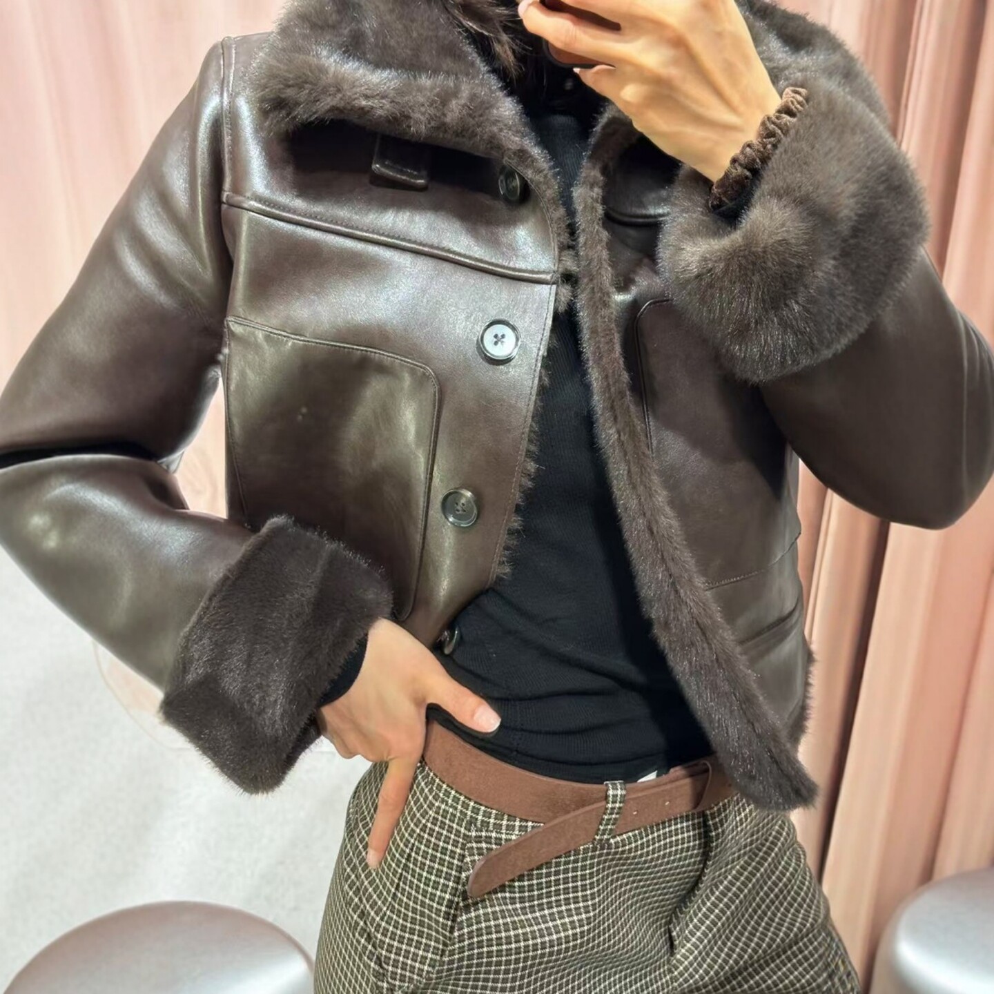 ZA外贸出口女装新款老爹风毛领双面人造皮草效果夹克外套4341845,女装/女士精品,短外套,淘宝优惠券,粉丝福利购,淘宝优惠卷