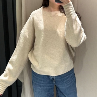 针织衫 ZA外贸出口女装 柔软平针圆领长袖 多色选基本款 2142161 新品