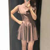 波浪宽摆收腰无袖 ZA外贸出口秋季 小飞袖 背心裙连衣裙女8841460