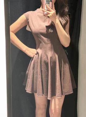 ZA外贸出口秋季小飞袖波浪宽摆收腰无袖背心裙连衣裙女8841460