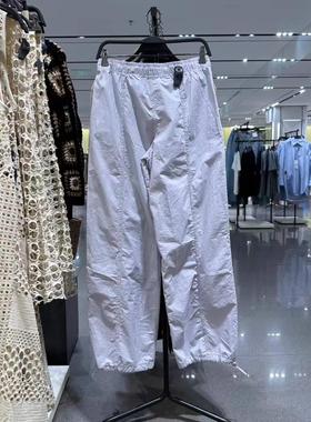 ZA外贸出口 新款系带白色工装裤束脚降落伞裤休闲慢跑裤女5520007
