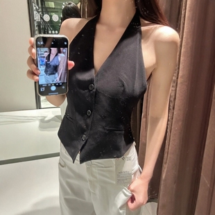 800 性感露背蝴蝶结饰挂脖领背心2010745 ZA外贸出口女装 甜美新品