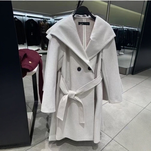 ZA外贸出口女装 秋冬多色选双襟排扣休闲软质连帽大衣外套3046273