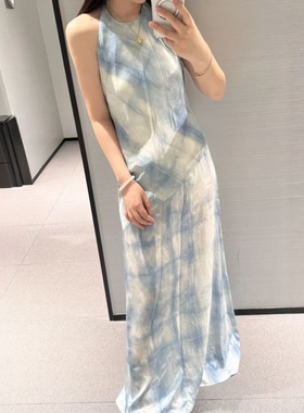 ZA外贸出口女装新品国风气质感扎染挂脖领连衣裙6929280403