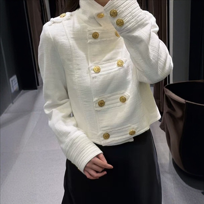 复古宫廷风华贵镀金排扣双襟外套