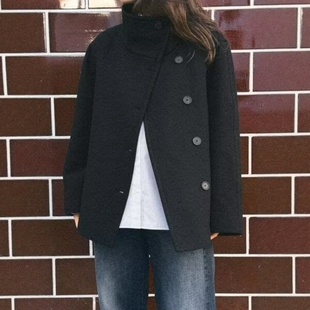 冬宽松版 大衣外套 型立领防风美式 短款 2077319 大码 ZA外贸出口女装