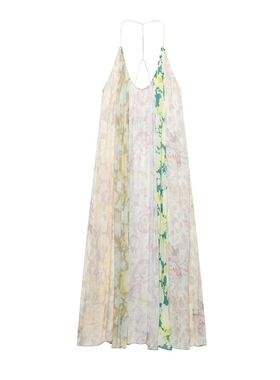 ZA外贸出口新品女装度假风挂脖领花朵印花拼布连衣裙2826127 710