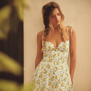 ZA外贸出口新品海边度假风碎花吊带花朵印花府绸连衣裙女 3152346