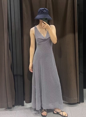 ZA外贸出口女装荡领设计系带装饰甜美波点迷笛连衣裙2590884