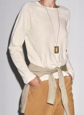 ZA外贸出口女装秋冬新品基础款纯棉质插肩袖T恤打底长袖0858456