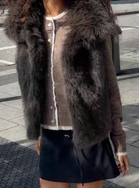 ZA外贸出口女装新品高领软质小羊羔绒毛人造皮草效果背心1255726
