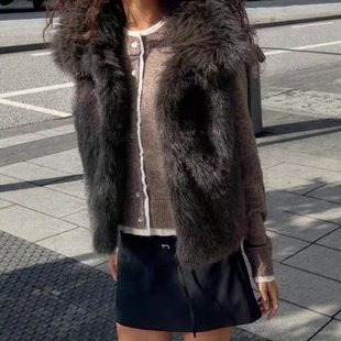 ZA外贸出口女装 高领软质小羊羔绒毛人造皮草效果背心1255726 新品