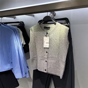 灰色圆领柔软针织背心马甲5536151 基础款 ZA外贸出口女装 新款