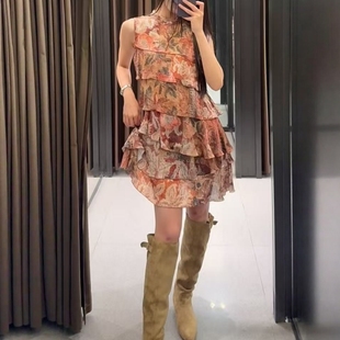 饰迷你连衣裙9003169 ZA外贸出口气质新品 印花叠层装 无袖 330 女装