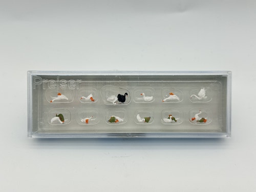preiser 1:87比例微缩场景动物模型微距摄影 14167各种小鸭子小鹅