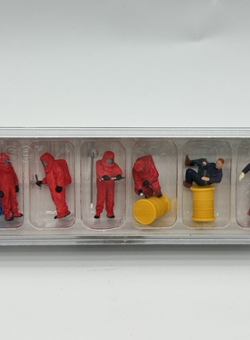 preiser 1:87比例微缩场景人偶模型微距摄影 10730生化服救援人员