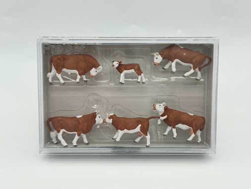 preiser 1:87比例微缩场景人偶模型微距摄影 10146 奶牛6头棕色